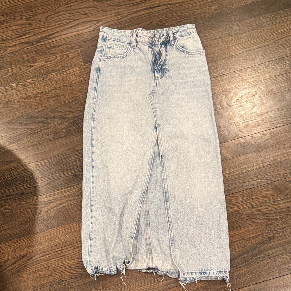 Pull&Bear Light Blue Denim Maxi Skirt